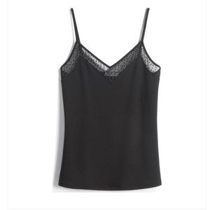 Black Camisole sheer Lace detail neckline